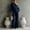 Dark Blue, variant on Morttic Women's Solid One Shoulder Batwing Sleeve Top & High Waist Wide Leg Pants with Side Pockets Flowy Beach Daily Outfit White,S