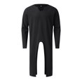 thumbnail image 4 of XDZJLR Mens Shirts Solid Color Fashion V Neck Robe Classic Wear Tee, 4 of 7
