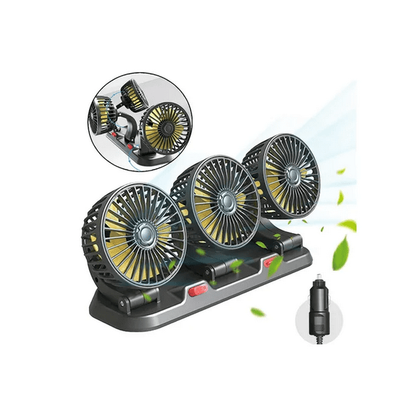 Ventilador Para Auto De 3 Cabezas Ajustables 360 Enchufe 12v Xtellar negro
