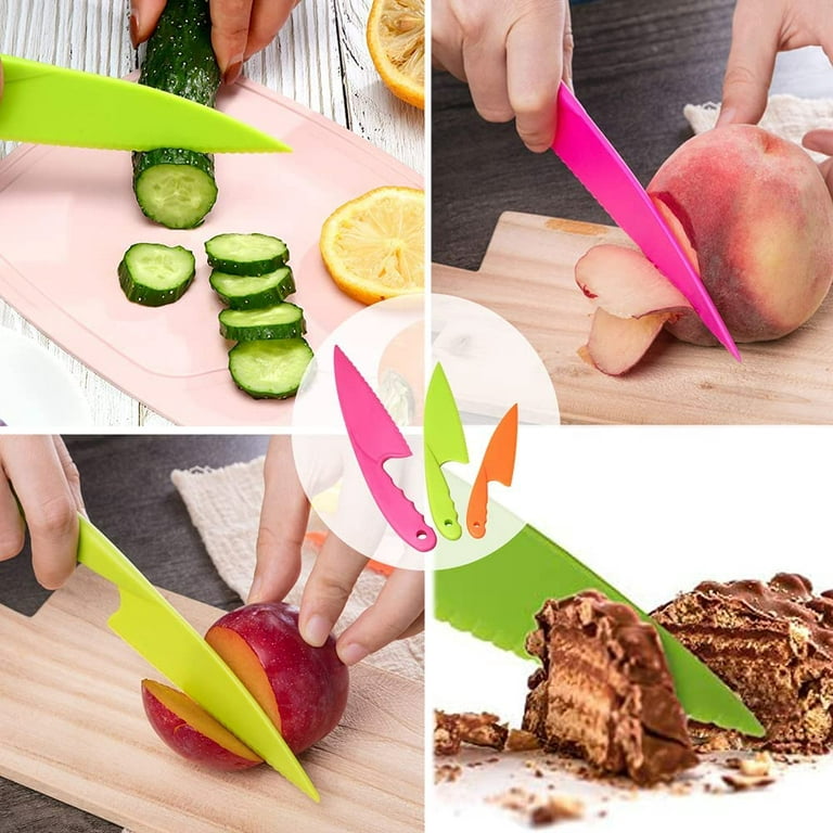 Nogis Kid Plastic Kitchen Knife Set for toddler, Toddler's Cooking Knives  Children's Safe Cooking Chef Nylon Knives for Fruit,  Bread,Cake,Salad,Lettuce Knife（3Pcs） 