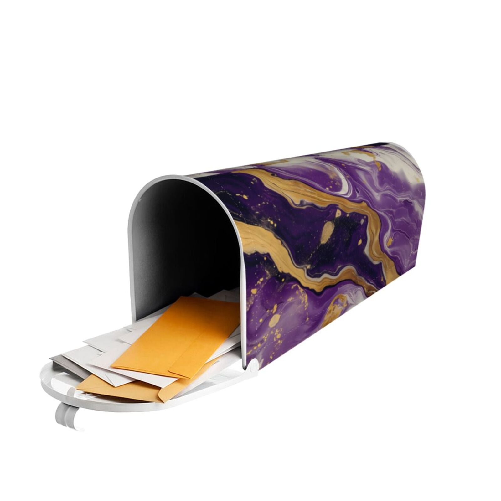 Naloa Purple Gold Marble Swirls Mailbox Covers Magnetic Post Box Cover Post Letter Box Cover Garden Decor-21x18 in