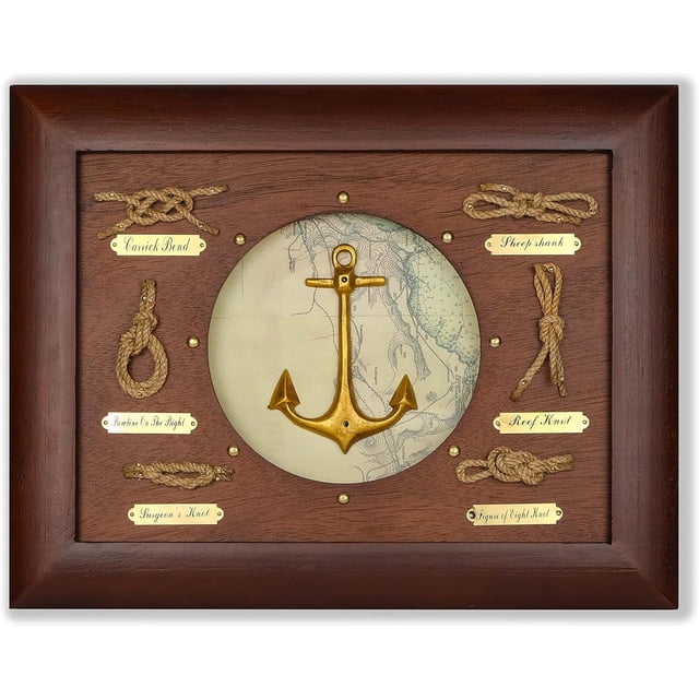 SAILINGSTORY Nautical Wall Decor Knot Board Frame Maritime Decor Coastal Anchor Decor