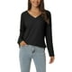 thumbnail image 1 of INSPIRE CHIC Suéter ligero de manga larga con cuello en V de punto waffle para mujer XL negro, 1 of 6