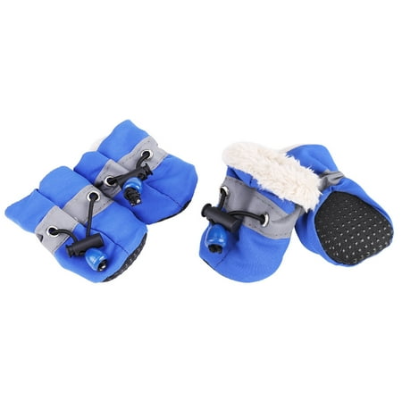 4Pcs/set No Slip Pet Dog Shoes Boots Dog Socks Soft Cotton Padded Blue #4 Wuuuyi