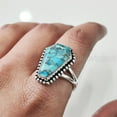thumbnail image 5 of Coffin Blue Copper Turquoise Ring, Natural Turquoise Ring, December Birthstone, Womens Ring, Coffin Ring, 925 Sterling Silver, Christmas, Handmade, Statement Jewelry, Coffin Shape Gemstone Ring, 5 of 6