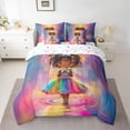 thumbnail image 2 of Manfei Cute Little Girl Bedding Comforter Set 7 Pieces for Kids, Fairy Tale Princess Full Bedding Set, Pink Plum Watercolor Reversible Fitted Sheet Flat Sheet, Lightweight Room Decor, 2 of 7
