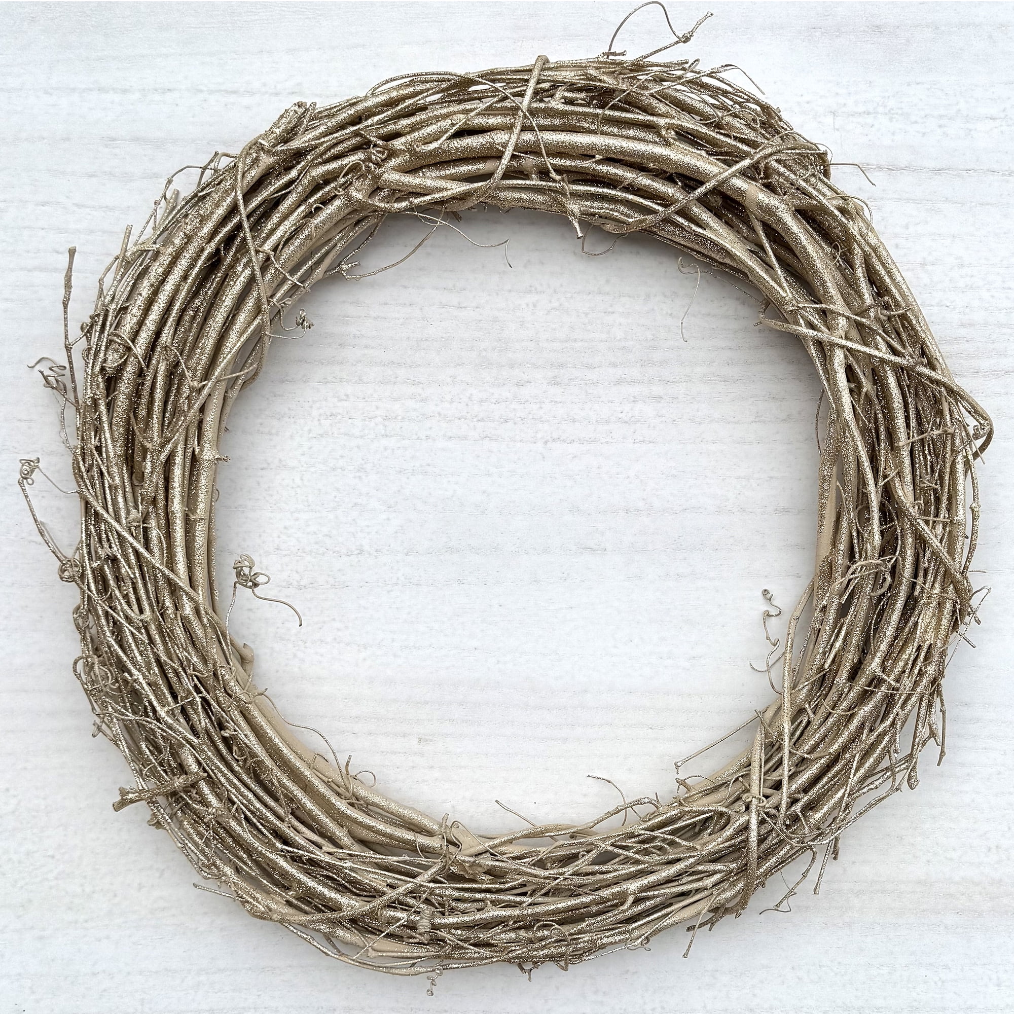 Kraft Lane: 18" Painted Grapevine Wreath - Glitter Gold - DIY Craft Projects, Handcrafted, In-Outdoor Decoration, Behr Paint, Seasonal-Holiday-Home