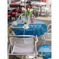 thumbnail image 5 of Outdoor Tablecloth with Umbrella Hole for Patio/Picnic/Party/Camping, Coastal Starfish Waterproof Table Cloth Round Cover Washable, Nautical Marine Life Blue Wooden Grain (Dia 60"), 5 of 8