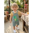 thumbnail image 5 of BemeyourBBs Newborn Baby Summer Clothes Infant Baby Boys Dinosaur Elephant Outfit Casual Loose Striped Short Sleeve T Shirt Tops and Animal Embroidered Overalls Jumpsuit Suspender Pants Set, 5 of 9