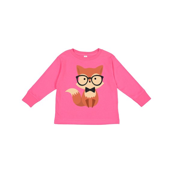 Inktastic Cute Hipster Fox Boys or Girls Long Sleeve Toddler T-Shirt