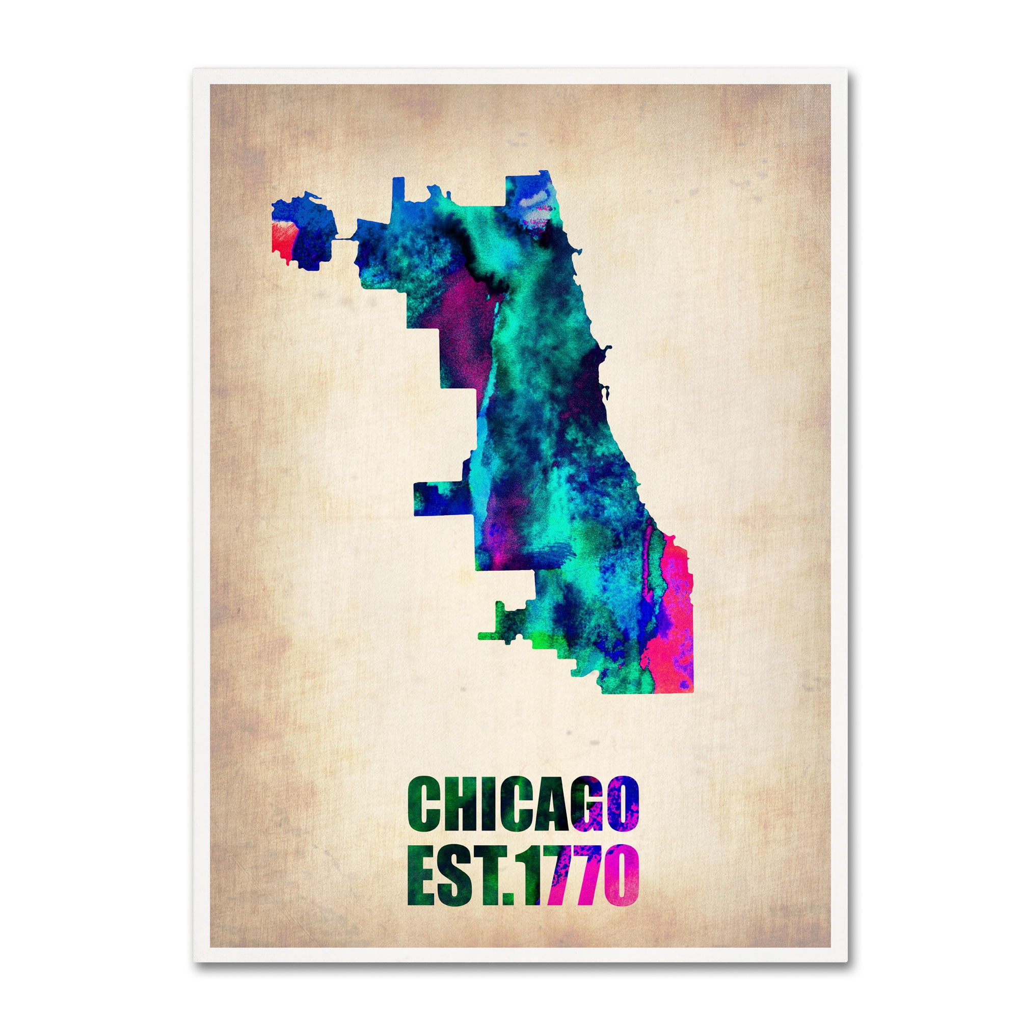Trademark Fine Art "Chicago Watercolor Map" Canvas Art by Naxart