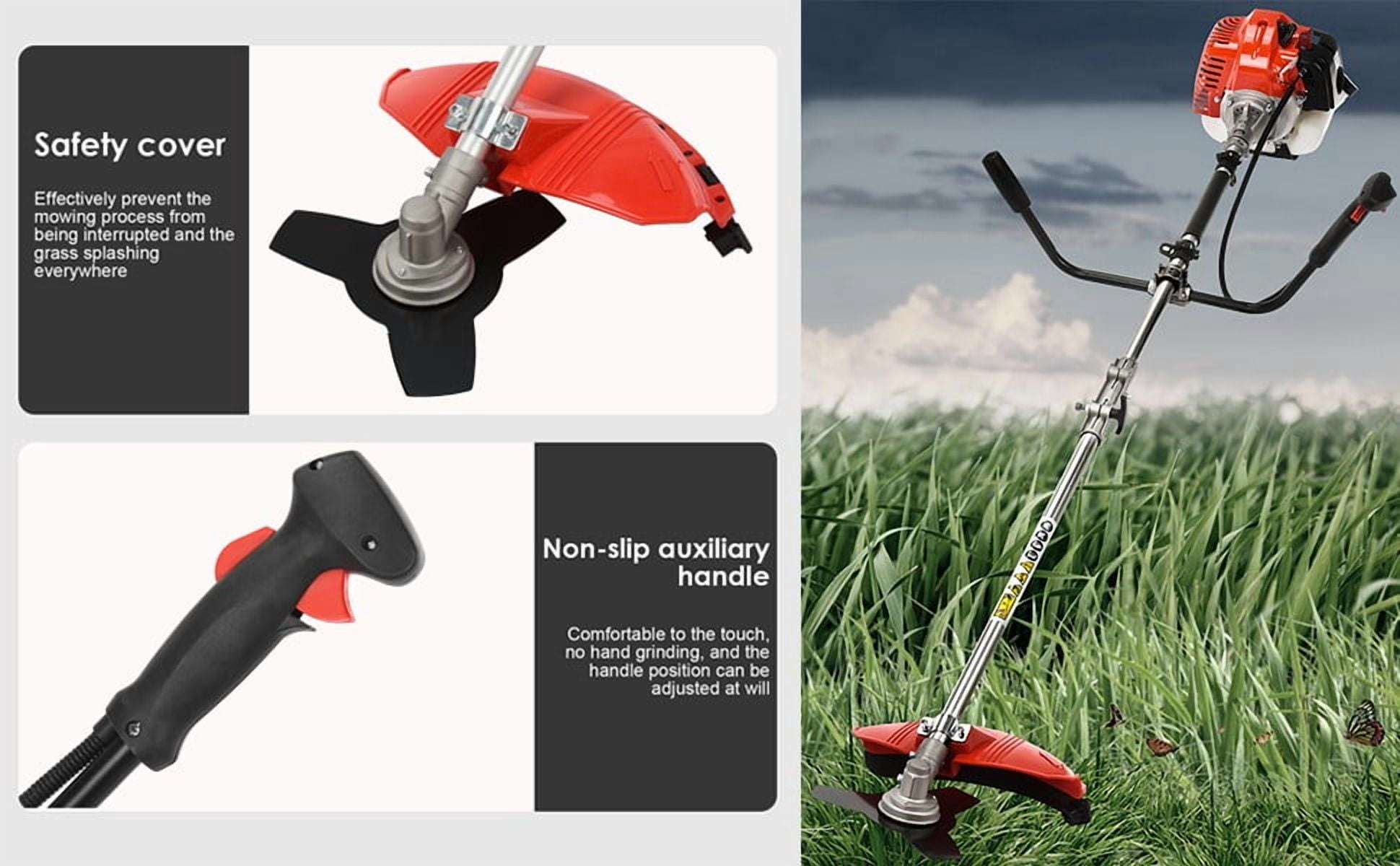 Seipouy Gas Weed Wacker Cordless 2 in 1 String Trimmer, 52cc 2 Cycle Weed Eater with Anti-Slip Handle Brush Cutter Garden Tools Edger Lawn Tool