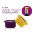 thumbnail image 2 of Drink Tops Ventilated Bottle Covers, 2 Pack, Purple/Yellow - BPA-Free Silicone Wine Bottle Covers to Protect Wine From Outdoor Elements - Stainless Steel Screen Insert Allows for Wine Breathability, 2 of 6