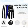thumbnail image 3 of Men's 2 in 1 Swim Trunks with Compression Liner Thin Blue Line America Flag Quick Dry Beach Shorts, 3 of 6