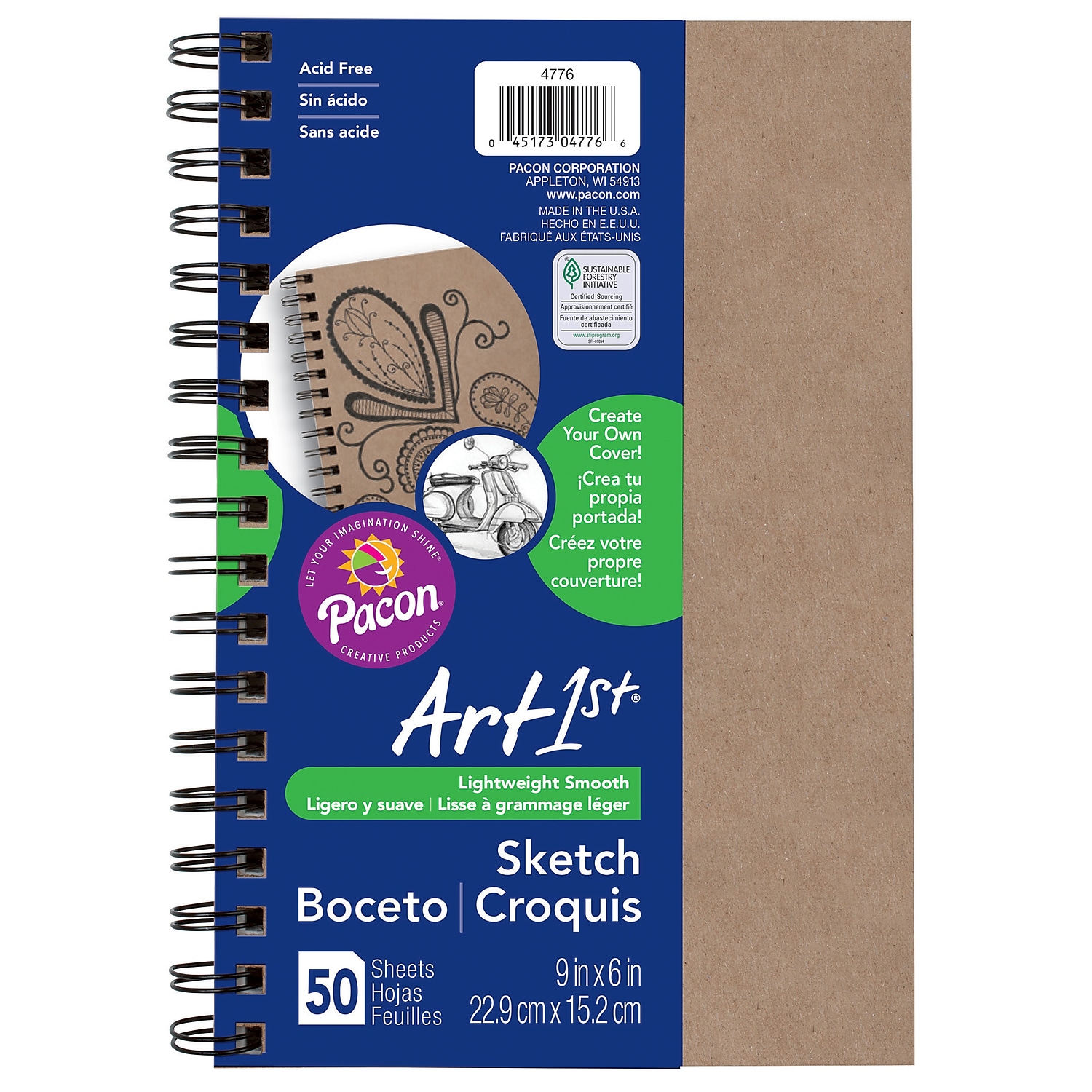 UCreate Spiral Bound Sketchbook Notebook, Heavyweight, 9 x 12 in
