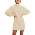 thumbnail image 1 of Suéter largo de cuello alto para mujer, vestido de suéter de otoño e invierno de Europa y Estados Unidos, 1 of 1