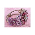 thumbnail image 5 of Vintage Iridescent Crystal Violet Purple Chunky Star Flower Bead Rustic Cuff Bangle Bracelet, 5 of 5
