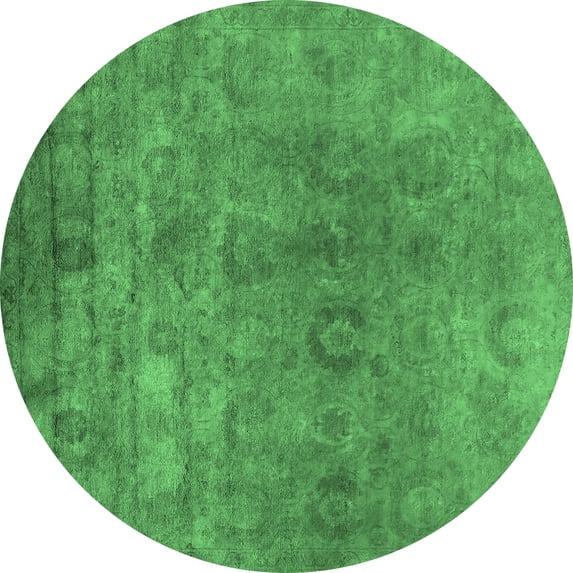 Ahgly Company Indoor Round Oriental Emerald Green Industrial Area Rugs, 6' Round