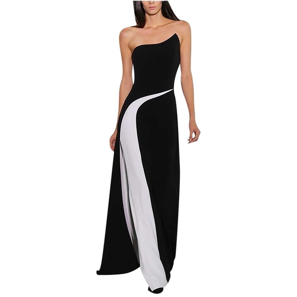 Vestido largo sin mangas con parte superior de tubo de cintura delgada de Color sólido informal Sexy elegante de moda para mujer Pompotops ghjkhdj1082