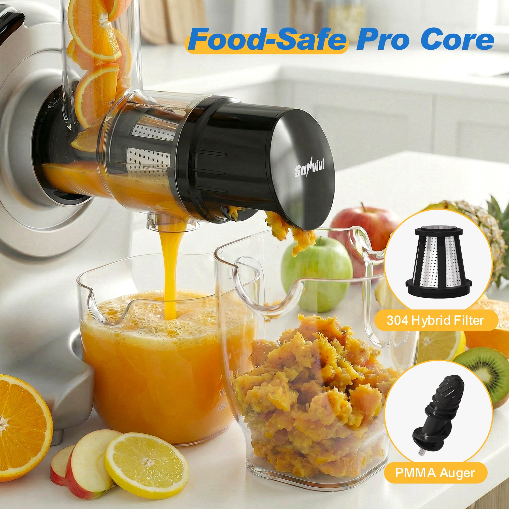 Sunvivi 4-in-1 Stand Mixer 5.3QT with Fermentation, Electric Dough Mixer with Juicer, Meat Grinder & Salad Maker