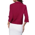 thumbnail image 3 of INSPIRE CHIC Cropped Blazers for Women 3/4 Sleeve Lapel Collar One Button Suit Jacket Blazer Business Casual XS Wine Red, 3 of 5