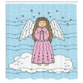 thumbnail image 3 of Ambesonne Wings Print Shower Curtain, Doodle Girl on Cloud, 69"Wx84"L, Pale Azure Blue White, 3 of 3