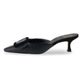 thumbnail image 2 of XYD Women Leather Heeled Mules Pointed Closed Toe Buckle Kitten Heel Slip On Slides Sandals Shoes Size 7 Black, 2 of 4