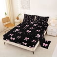 thumbnail image 2 of Erosebridal Black Pink Bow Bed Sheets, Girly Princess Cartoon King Sheets, 4pcs, 2 of 5