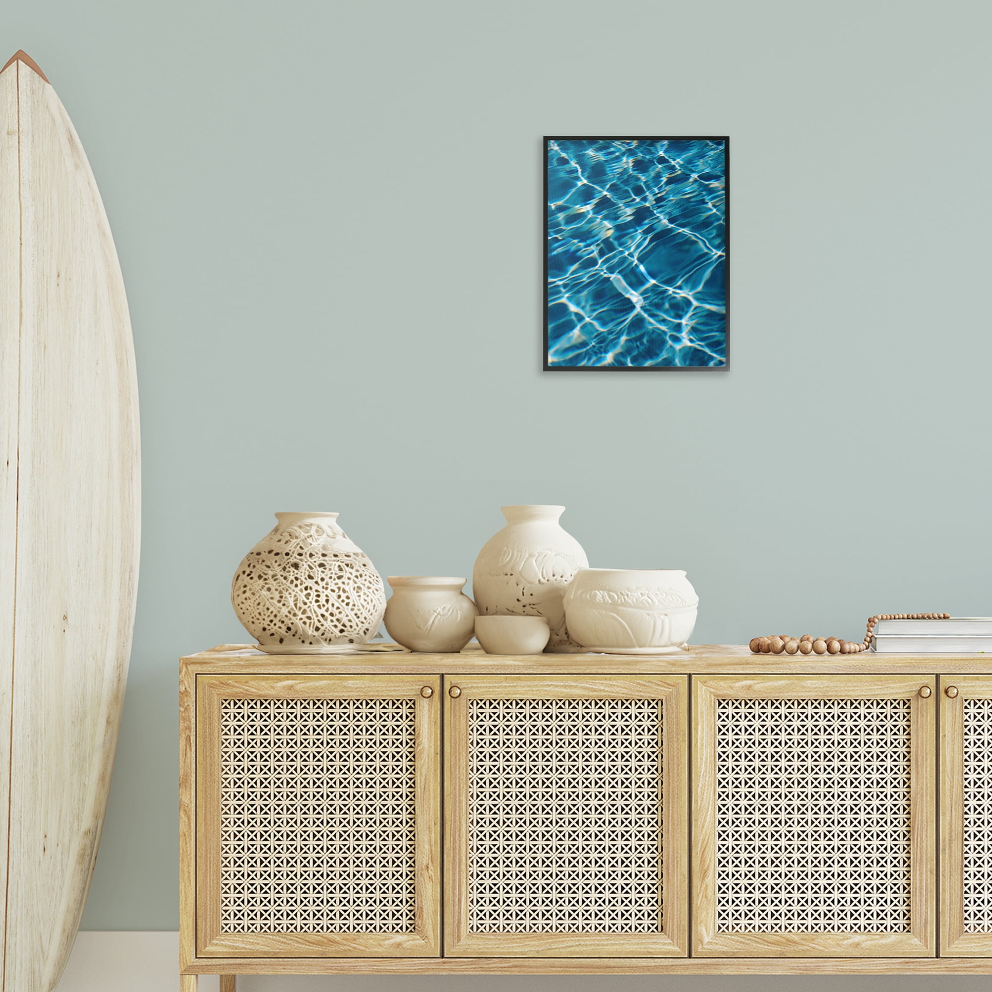 Stupell Industries Summer Pool Ripples Abstract Painting Black Framed Art Print Wall Art, 16 x 20