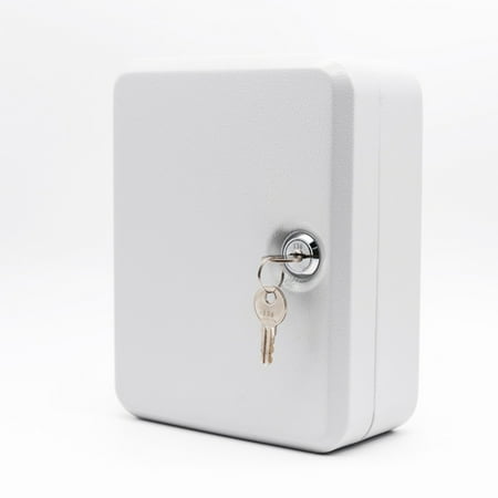COSMOBETTY Wall Mount Slot Key Organizer Cabinet Steel Key Lock Box Elegant White Design For Home Office Use