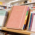thumbnail image 5 of Hardcover Spiral Notebook Journal with Removable Dividers Tabs, 300 Pages Leather 5 Subject Notebook College Ruled, 5.7"×8.3" Large Notebooks for Work Study Note Taking, Journal for Women,Salmon, 5 of 8