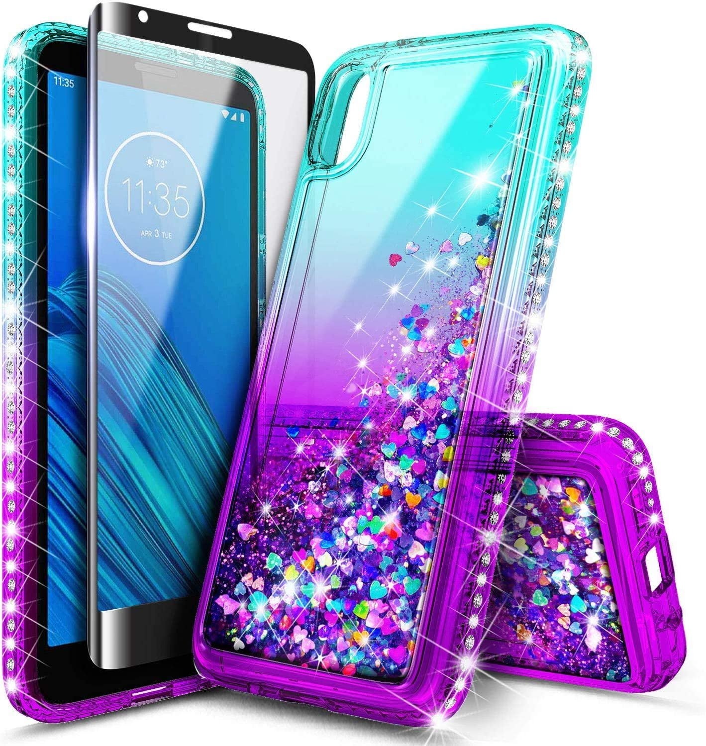 Motorola Moto E6 Phone Case with Tempered Glass Screen Protector