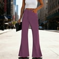 thumbnail image 4 of FRSASU Corduroy Pants for Women High Waisted Stretchy Flare Pants Casual Wide Leg Bell Bottom Trousers with Pockets Purple, 4 of 9