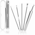 thumbnail image 1 of Aguja removedora de espinillas Acné 5 piezas Kit Herramienta de cuidado de la piel con caja (plata) brillar Electrónica, 1 of 5