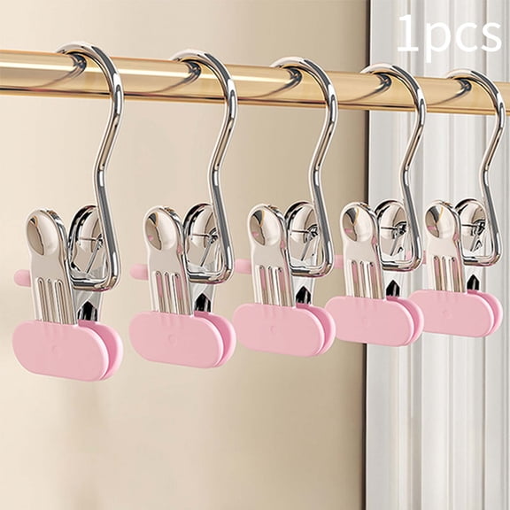 Pants Hanger Clips with Soft Rubber Coating, Stainless Steel No-Slip Skirt and Jeans Clips for Closet Organization, Non-Marking Strong Clothes Clips Set of 5