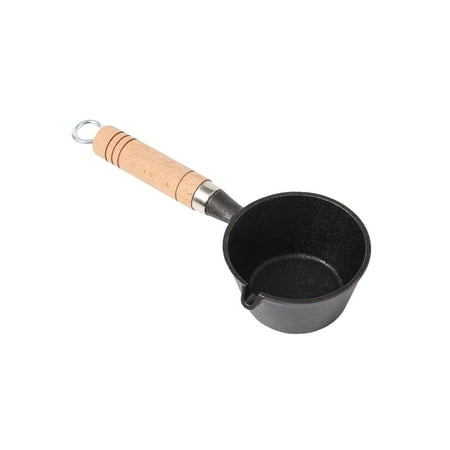 

Mini Cast Iron Skillet Pan Nonstick Egg Frying Pan Cookware Wooden Handle with Better Heat Retention and Distribution for Camping Cooking 11x5cm