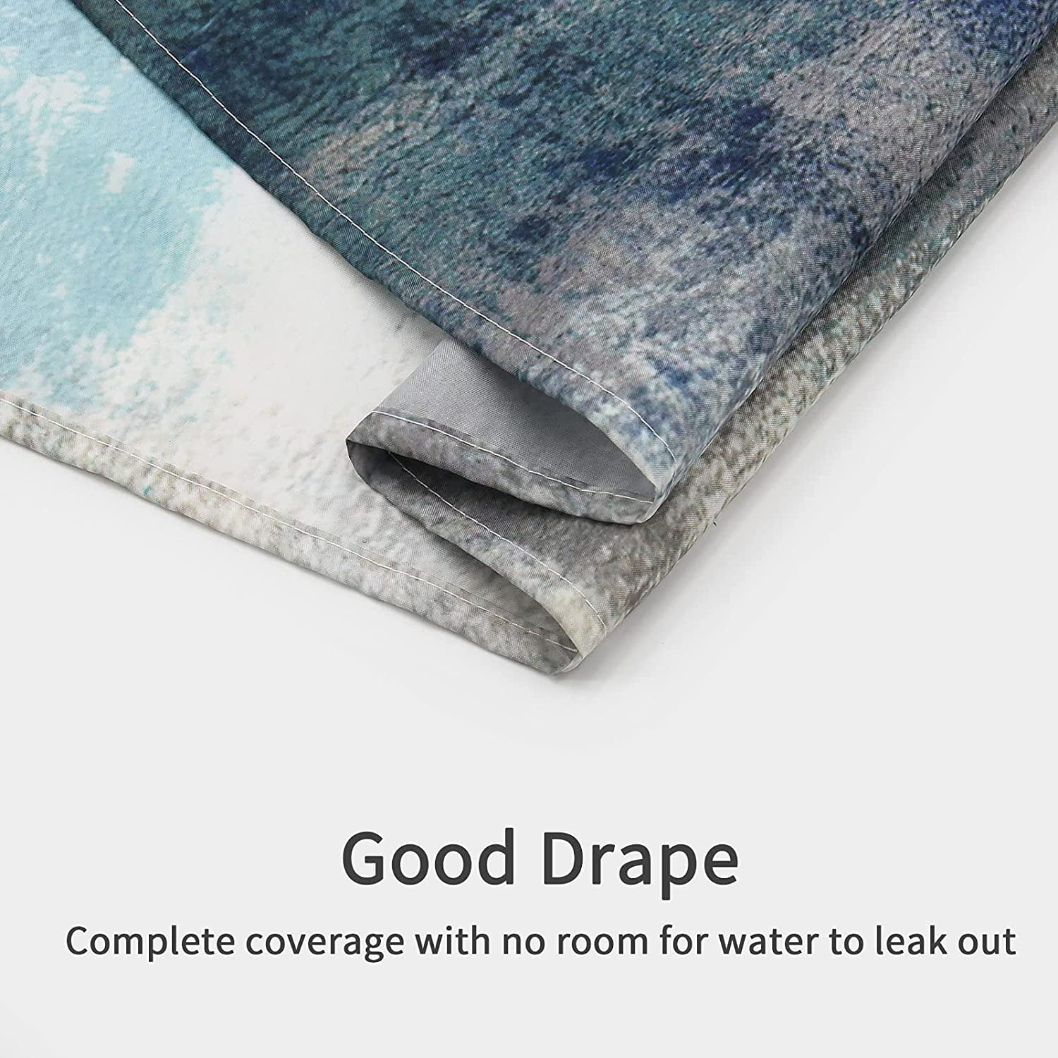 Teal Blue Shower Curtains for Modern Abstract Bathroom Decor, Turquoise Green Fabric Shower Curtain, Vintage Country Grunge Style & Paint Brush Graffiti Design, 72 x 72