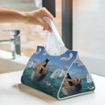 thumbnail image 6 of Zufioo Two Brave Cats Are Floating On The Sea Iceberg Print Long Leather Tissue Bag, PVC Waterproof Napkin Facial Tissue Organizer Dispenser for Living Room, Office, Desk, 6 of 7