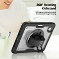 thumbnail image 3 of ELEHOLD Rugged Case For iPad Pro 11 Inch 2024,360 Rotating Stand Hand Strap Shoulder Strap Pencil Holder Full-Body Heavy Duty Shockproof Protective Case,Clear, 3 of 12