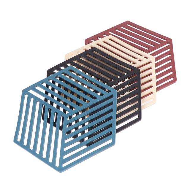 4pcs Coasters Placemat Polygon Coasters Heat Insulation Cup Mat Silicone Heat Insulation Pad (Rhombus)