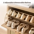 thumbnail image 4 of SICOTAS 32.44" Wide Shoe Cabinet Set of 3 with 2 Flip-Down Drawers, Boho Shoe Organizer with Rattan Decor&Adjustable Shelves, Anti-Tip Design, Reclaimed Light Oak, 4 of 13