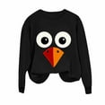 thumbnail image 2 of Womens Tops Plus Size Hoodless Turkey Printed Round Neck Long Sleeve Sweatshirts Black M, 2 of 3