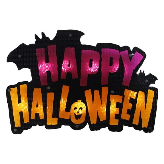 Lighted Halloween Window Decoration | Happy Halloween Sign | 16.5” x 10.5”
