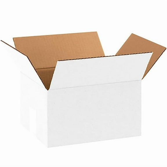 ZoroSelect Corrugated Boxes, 10" x 8" x 6", White, 25/Bundle