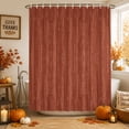 thumbnail image 2 of Brick Red Shower Curtain Set - 48" x 72" Washable Bathtub Curtain with 12 Hooks, Pure Color Stripes Linen Texture Modern Simple Waterproof Fabric Stall Shower Curtains for Bathroom/Bathtub Décor, 2 of 8
