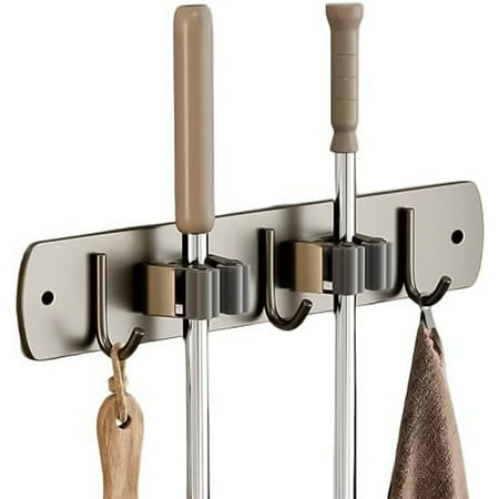 

Leke mop Brush Holder Mounted Clip Rack Without Punching Hook (Black 2 Clips 3 Hooks)