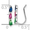 thumbnail image 3 of Finest Gold Sterling Silver Rhodium-Plated Polished Multi Color Pear CZ Ear Climber Earrings, 3 of 3