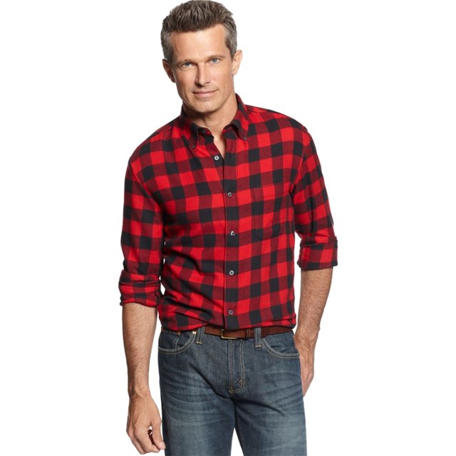 John Ashford - Camisa con botones a cuadros de búfalo para hombre, rojo, pequeño John Ashford Botones al frente