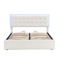 thumbnail image 4 of Tensun White Queen Bed: Modern Tufted Upholstered Platform with Hydraulic Storage, Lift-Up Frame, Heavy-Duty Slat Support, 4 of 5