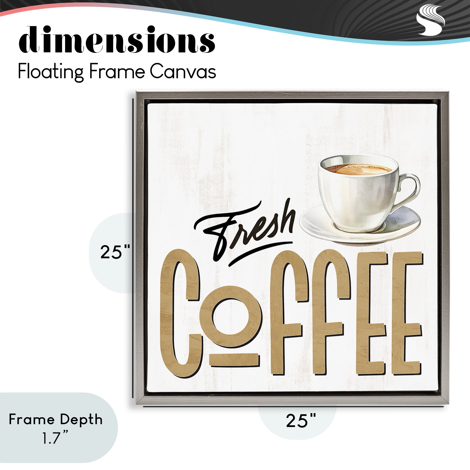 Stupell Industries Fresh Hot Coffee Gray Framed Floater Canvas Wall Art, design by Kim Allen
